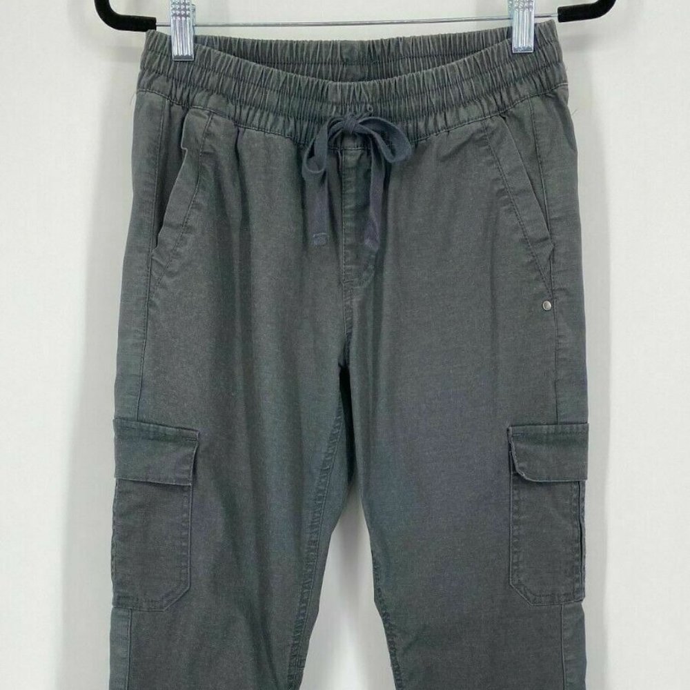 PrAna Athletic Cargo Pants Womens Size S Elastic Drawstring Waist Slim Gray